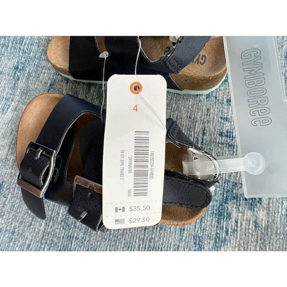 NWT! Gymboree Tan Black 2 Strap Sandals Size 4